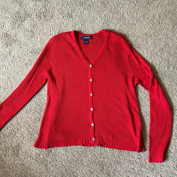The Limited Sweaters - The Limited red cardigan sweater with shell